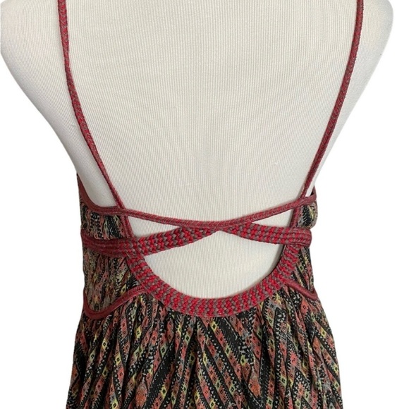 Free People Brown and Red Cut Out Pleated Sundress - Picture 4 of 7